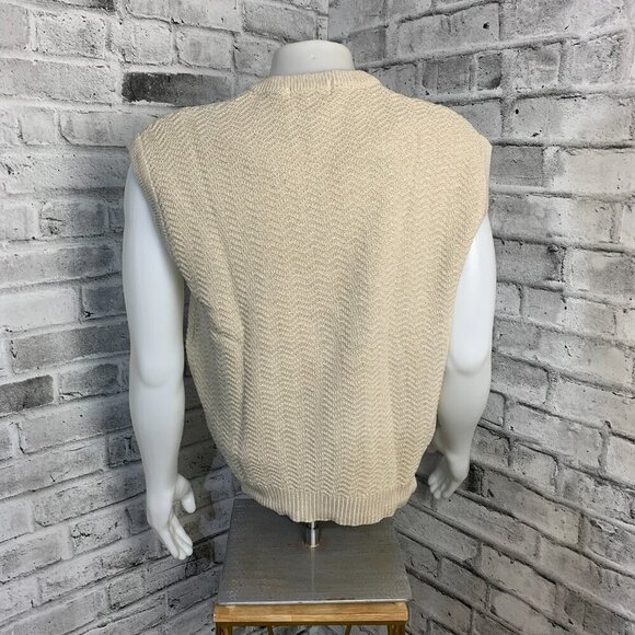 Vintage 90s Sweater Vest Beige 1997 Pro-Am Golf Cardigan - Picture 5 of 11